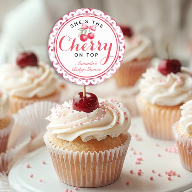 Sticker pour le topper cerise sur le Baby shower s (Favor Sticker )