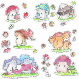 Sticker pour les amis des champignons Kawaii