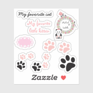 Sticker Pour les enfants, petits chatons, traces de chaton