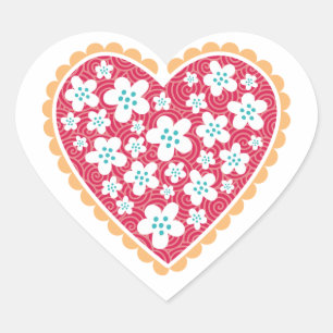 Sticker pour les fleurs du coeur de Valentine