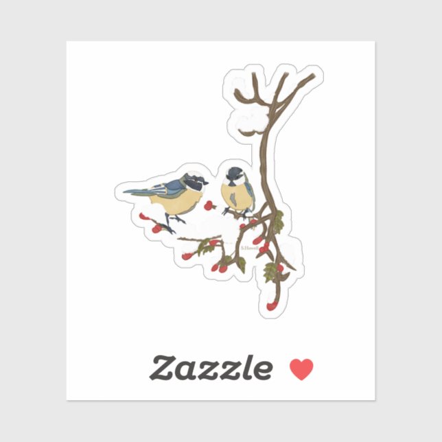 Sticker pour les oiseaux neigeux (Feuille)
