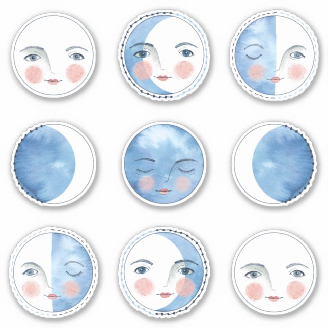 Sticker pour les phases de la lune de Whimsical (Devant)