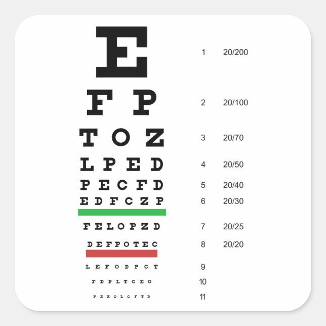 Sticker pour les yeux Snellen (Devant)