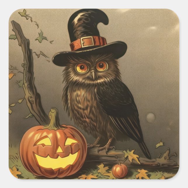 Sticker pour l'Halloween pour hibou et lanterne Ci (Devant)