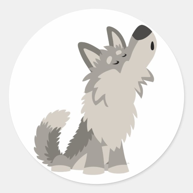 Sticker pour loup de caricature mignon Howte (Devant)