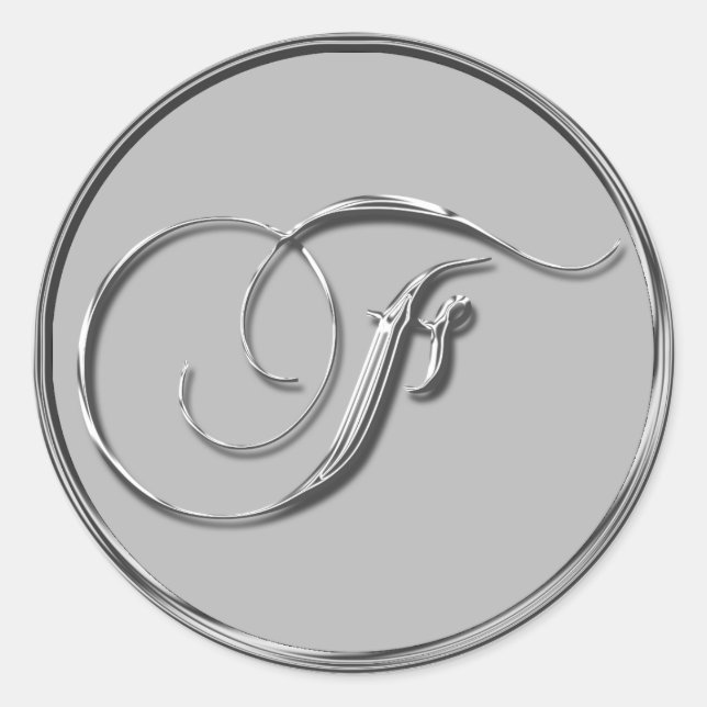 Sticker pour Mariage Formel Argent Monogramme F (Devant)