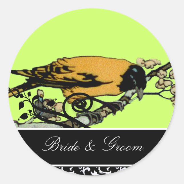 Sticker pour mariée et tourbillon et oiseaux Vinta (Devant)