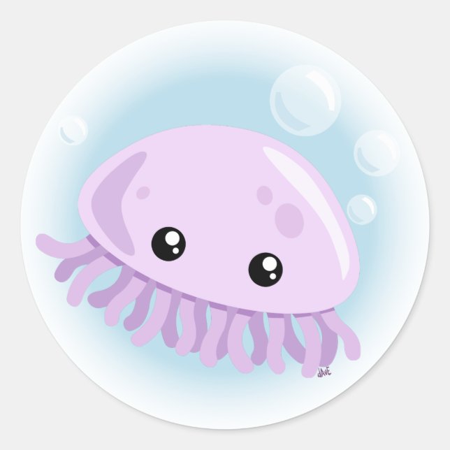 Sticker pour méduse mignonne (Devant)
