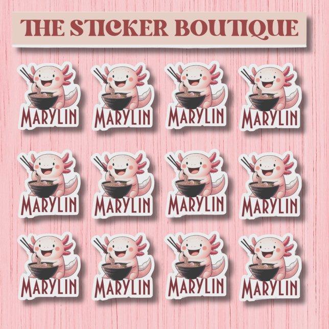 Sticker pour nouilles de mangeur Axolotl de nom pe (Créateur téléchargé)
