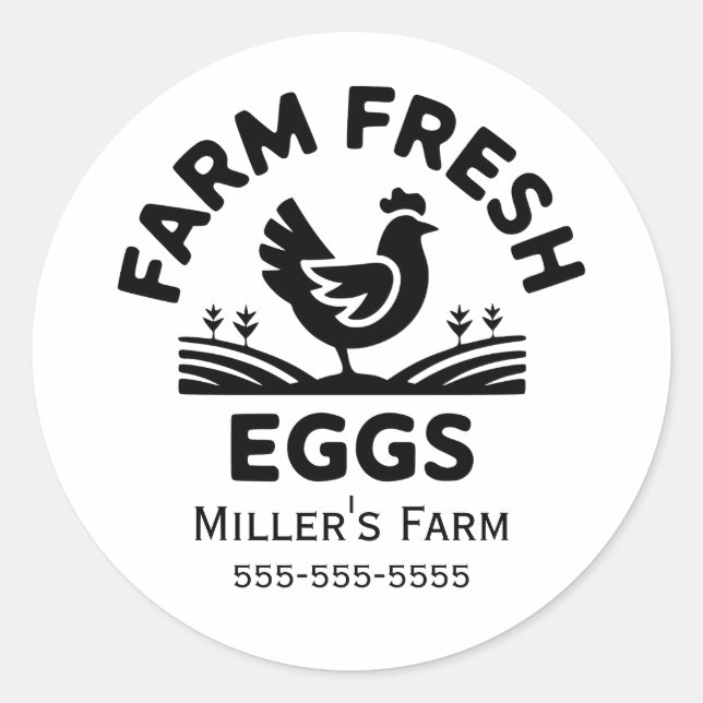 Sticker pour oeufs frais de ferme personnalisés (Devant)