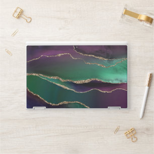 Sticker Pour Ordinateurs HP Agate attrayante Joyau foncé Tone Pierre Or Vein