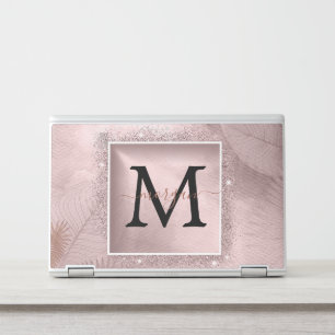 Sticker Pour Ordinateurs HP Monogramme rose Parties scintillant or