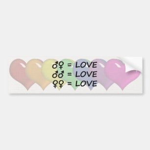 Sticker pour pare-chocs de coeur coloré arc-en-cie