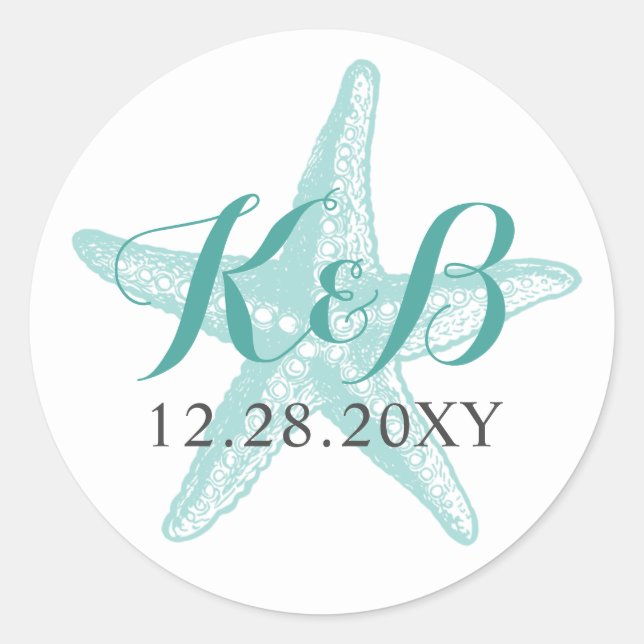 Sticker pour phoque de mariage Starfish Monogram B (Devant)