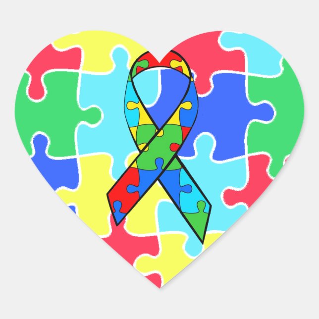 Sticker pour pièces de puzzle de coeur de l'autism (Devant)