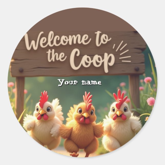 Sticker pour poulets gais - Bienvenue à la Co (Devant)