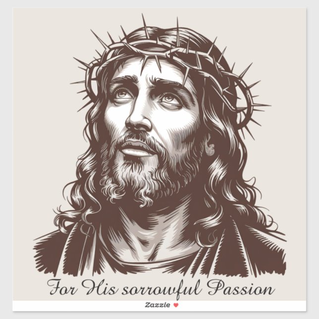 Sticker Pour sa triste passion - Portrait de Jésus (Feuille)