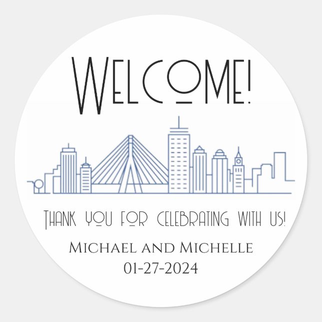 Sticker pour sac de bienvenue Mariage de Boston (Devant)