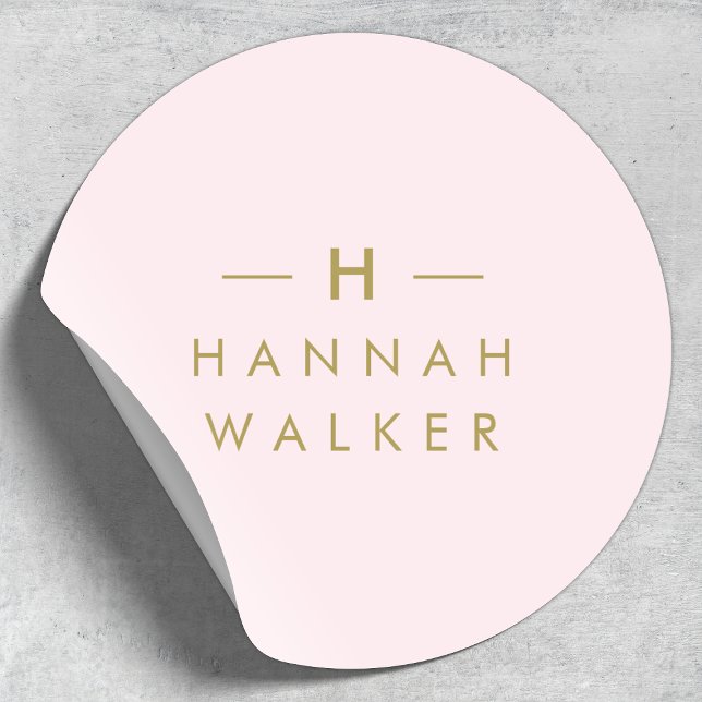 Sticker pour sceau à enveloppe rose et or monogram (Modern gold & blush pink monogram sticker by Guava - elegant, minimalist, and customizable.)