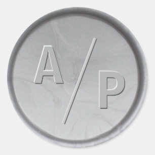 Sticker pour sceau de cire argentée des initiales 