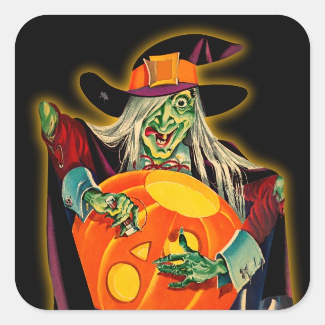 Sticker pour sorcière Halloween vintage (Devant)