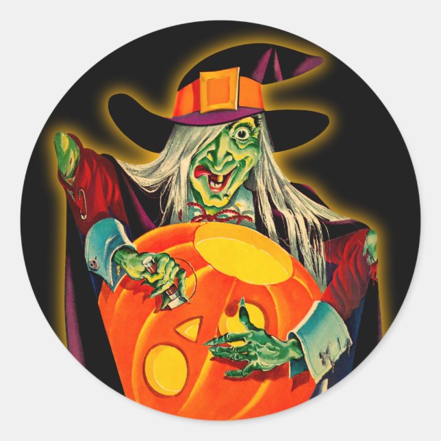 Sticker pour sorcière Halloween vintage (Devant)