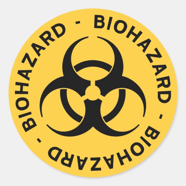 Sticker pour symbole de risque biologique jaune (Devant)