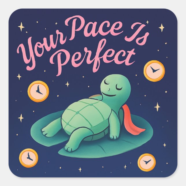 Sticker pour tortue cosmique | Lente vie et pleine (Devant)
