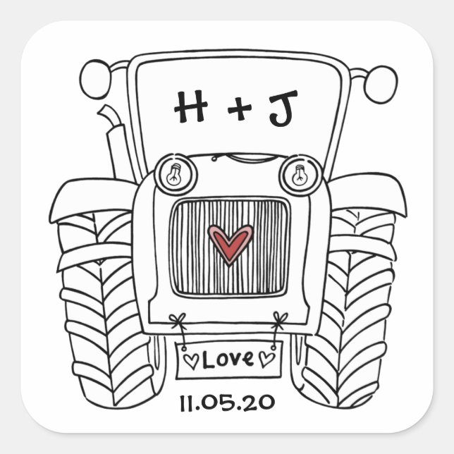 Sticker pour tracteur de Mariage campagnard person (Devant)