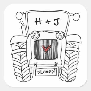 Sticker pour tracteur de Mariage campagnard person