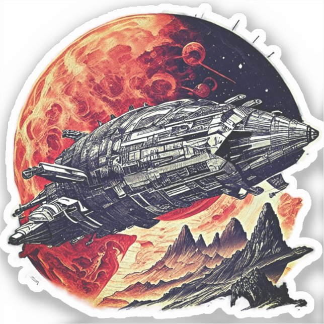 Sticker pour vaisseau spatial Steampunk - Retro Sc (Recto)