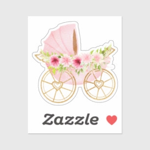 Sticker Poussette Bébé rose mignonne