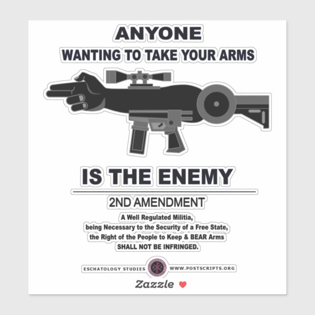 Sticker Prendre les armes - 2e amendement (Feuille)