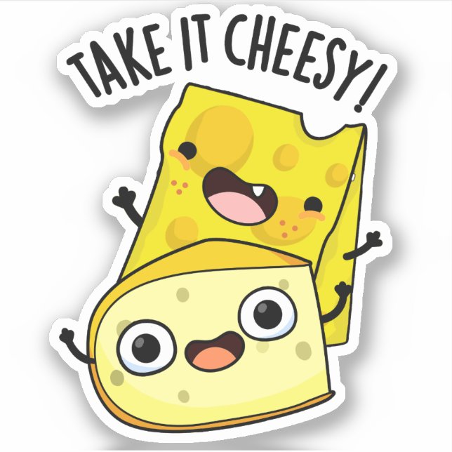 Sticker Prenez-Le Cheesy Funky Food Pun (Devant)