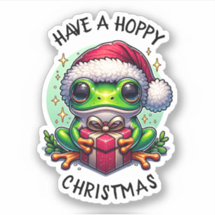 Sticker Prenez un Noël Hoppy   Pun de grenouille