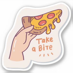 Sticker Prenez une morsure pizza fun Custom-Cut Vinyl Stic