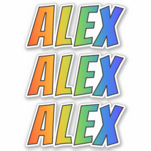 Sticker Prénom "ALEX" avec la coloration d'arc-en-ciel