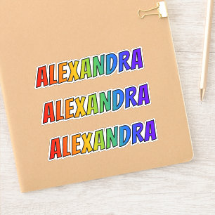 Sticker Prénom "ALEXANDRA" avec colorant arc-en-ciel amus