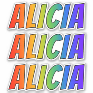 Sticker Prénom "ALICIA" avec colorant arc-en-ciel amusant