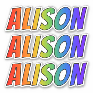 Sticker Prénom "ALISON" avec colorant arc-en-ciel amusant