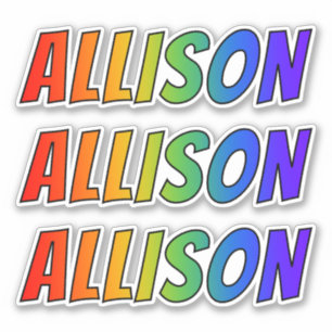 Sticker Prénom "ALLISON" avec colorant arc-en-ciel amusant