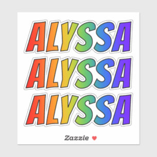 Sticker Prénom "ALYSSA" avec colorant arc en ciel amusant
