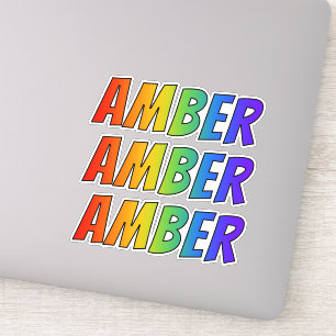 Sticker Prénom "AMBER" avec coloration arc-en-ciel amusan