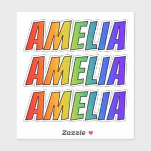 Sticker Prénom "AMELIA" avec la coloration d'arc-en-ciel