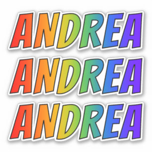 Sticker Prénom "ANDREA" avec colorant arc en ciel amusant