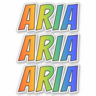 Sticker Prénom "ARIA" avec colorant arc-en-ciel amusant