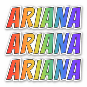 Sticker Prénom "ARIANA" avec la coloration d'arc-en-ciel