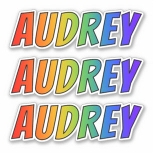 Sticker Prénom "AUDREY" avec colorant arc-en-ciel amusant