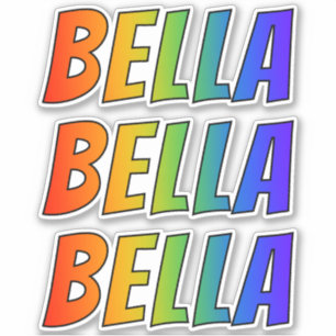 Sticker Prénom "BELLA" avec la coloration d'arc-en-ciel