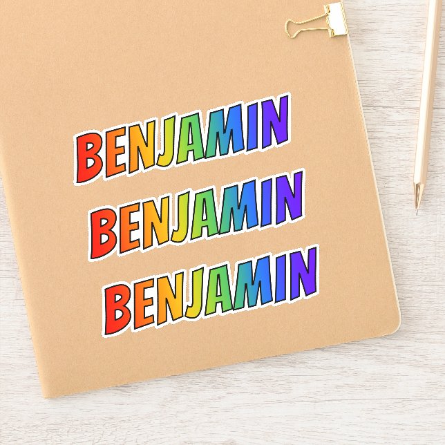 Sticker Prénom "BENJAMIN" avec colorant arc-en-ciel amusan (Carnet)